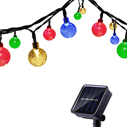 Tuokay Solar Lichterkette Außen 6,5m 30 LED 8 Modi Wasserdicht LED Außenlichterkette mit Kugel, Dekorative Beleuchtung für Garten Balkon Pavillon Terrasse Rasen Hof Zaun Deko (Mehrfarbig)