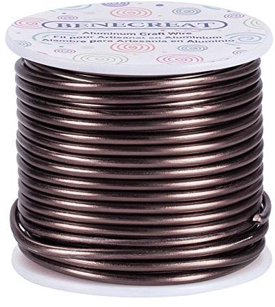 BENECREAT 17m 3mm Filo di Alluminio Filo Metallico per la Produzione Artigianale Filo Artigianale in Alluminio con Perline Calibro 9 Cammello