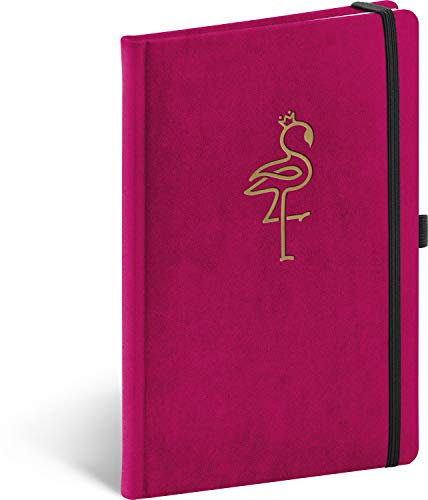 PRESCO GROUP A.S. Velvet Notizbuch mit Gummiband liniert, Samt Notizblock für Frauen und Mädchen, Tagebuch Journal Notebook für Schule und Arbeit (Flamingo)