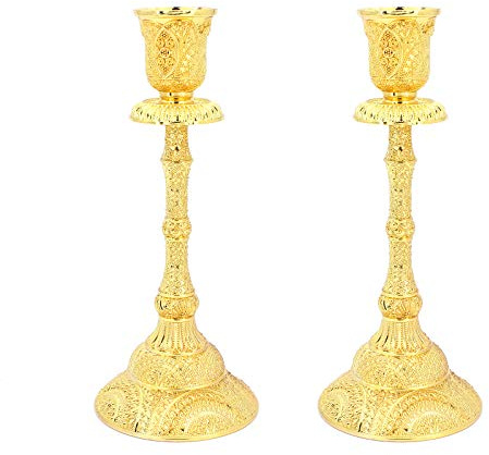 Gearific ljushållare, guld, set med 2 | Silver/guldpläterad, ljusstakehållare, vardagsrumsprydnader, bordsuppsatser, heminredning