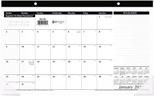 Tischkalender, AT-A-GLANCE 2022, Schreibtischunterlage-Kalender, 45 x 27,9 cm, kompakt (SK1400)