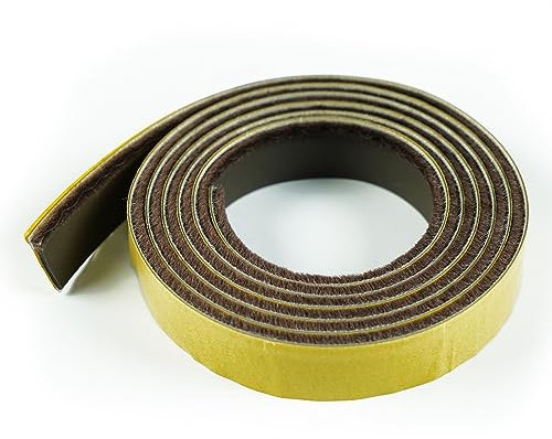 Door Strip Draft Excluder Sticky Intumescent Fire Smoke Garage Door Seal - Self Adhesive Surface Mounted Window Sealer Strip with Brush - 5.2m (Brown)