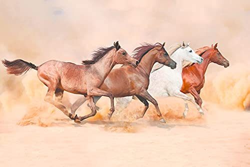 A.S. Création Fototapete Tiere Braun | Pferde Beige Herd Gallops 4.00 m x 2.67 m Braun Beige Weiß