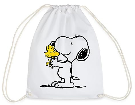 Spreadshirt Peanuts Snoopy Und Woodstock Turnbeutel, One size, Weiß