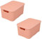 BranQ - Home essential Korb mit Deckel in Rattan Design 2er Set Grösse M 10 l, BPA-frei Kunststoff PP, Lachsrosa, 32,3x22,5x15 cm, 2 Stk.
