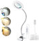 Lupe mit Licht und Ständer 5 Fach Vergrößerung 48 LED Dimmbar Leuchte Leselupe mit stabilen Klemmen und Schwanenhals - 3 Farbmodi/10 Lichtsstufen/Lupenlampe für Kosmetik Senioren Nähen am Tisch