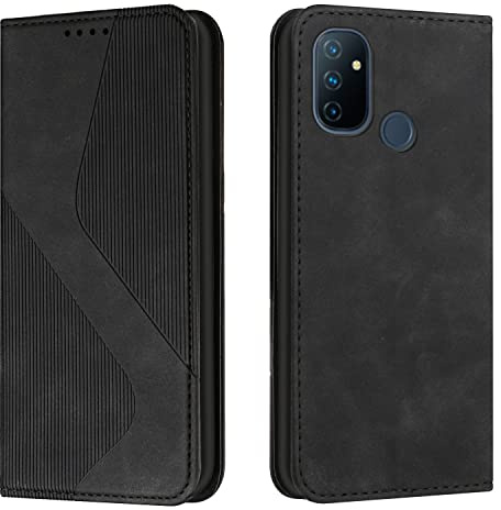 Mo-Somnus Kompatibel mit OnePlus Nord N100 4G Hülle, Magnet PU Leder Flip Wallet Case Tasche Handyhülle, Stoßfeste Schutzhülle OnePlus Nord N100 4G Brieftasche Klapphülle mit [Kartenfächer] (Schwarz)
