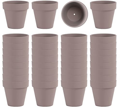 36 Stück kleine graue Mini-Tontöpfe mit Entwässerungslöchern, 6.3 cm Terra-Cotta-Topf, Ton, Keramik-Pflanzgefäß, Sukkulenten-Kinderzimmer-Topf/Kaktus-Pflanztopf, Basteln, Hochzeitsgeschenk