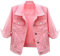 NLAVW Veste en Jean Courte à Manches Courtes pour Femmes Manteau de Vestes déchirées à Manches 3/4,Rose,M