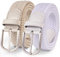 TANGCHAO 2 Stücke Stoffgürtel Stretchgürtel Elastik Flechtgürtel Geflochtener und Elastischer Dehnbarer Gürtel für Damen und Herren Breite 3.3cm Weiß+Beige 110cm