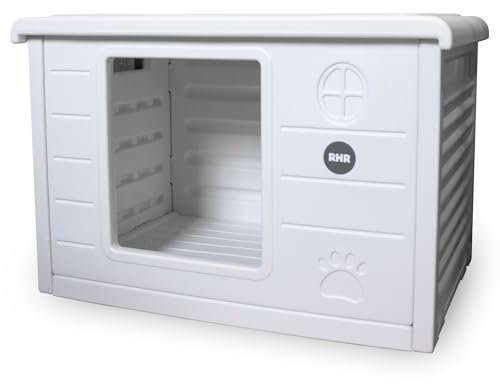 RHRQuality Katzenhaus Villa de Luxe – Für drinnen und draußen – Wetterfest und transportabel – Mit XL-Eingang (22 x 26 cm) – Weiß