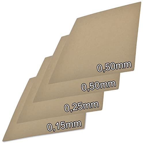 Easyboost 4 Dichtungspapiere Dichtpapier 0,15mm 0,25mm und 2x 0,5mm zum Ausschneiden 20x15cm für Zylinder kit Einlasssystem Gehäuse für Roller Motorrad Rasenmäher Schaltmoped AM6 Derbi 2T 4T