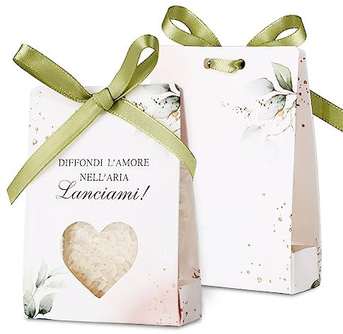 50pz Scatoline Portaconfetti Matrimonio Portariso Matrimonio Sposi Bomboniere Prima Promessa100pz Sacchetti Plastica Nastri Segnaposto Scatoline Cuore Regalo Confetti (verde)