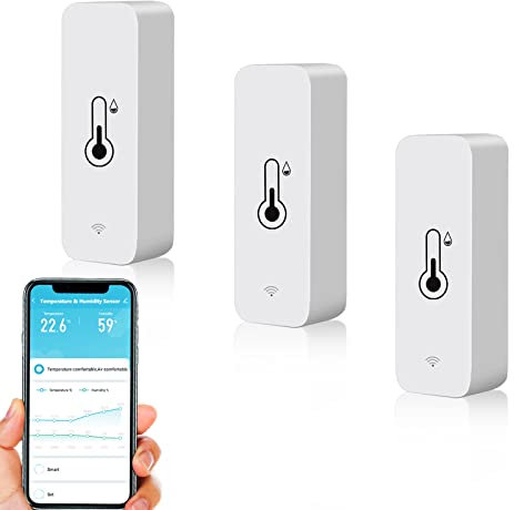 Hygromètre WiFi Smart Thermomètre, mini capteur numérique de température & d'humidité intérieure, capteur d'humidité à température ambiante pour sous sol en serre, compatible avec Alexa & Google Home