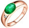 Engagement Ring Green, Engagement Ring Ovale Form Labor Erstellt Smaragd 18 Karat Rotgold 1Ct Smaragd Ovale Form Moissanit Weiß Größe 49 (15.6)