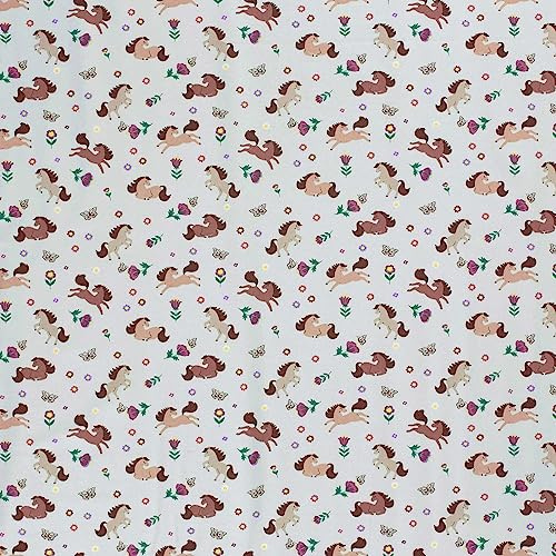 Jersey Kinderstoff Pferdchen Kindermotiv ab 0,5x1,5m Baumwoll-Stoff Jerseystoff Oeko-Tex