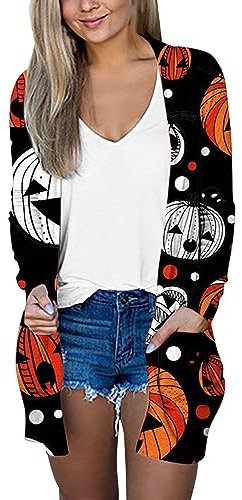 Cardigan leggero in maglia da donna cardigan aperto sul davanti con tasche cardigan leggero casual spolverino esterno per donne maglioni leggeri estivi, Nero , XXL