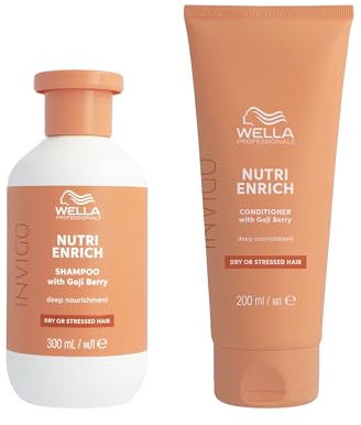 Wella Professionals Deep Nourishing Professional Hair Care Duo for Dry & Damaged Hair, Invigo Nutri-Enrich Shampoo 300ml & Conditioner 200ml Bundle