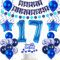 Deko 17. Geburtstag Junge - Luftballon Blau Tortendeko Geschenk - Geburtstagsdeko 17 Jahre Ballon