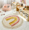 Herfair Teppich Rund, Regenbogen Kinderteppich Mädchen Weiche Boho Kinderzimmerteppich Babymatte rutschfest für Schlafzimmer Kinderzimmer (Rosa,100cm)