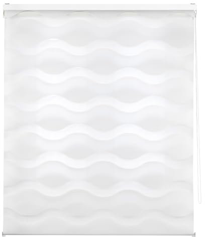 ECOMMERC3 | Estor Enrollable Noche y Día Ondulado Tamaño 100x180 - Estor Elegante Doble Tejido Tamaño Tela 97x175 - Estor Fácil Instalación Blanco