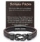 FAOMZQ Bonus Papa Geschenk, Lederarmband mit Gravur für Bonus Vater, Bester Bonus Papa Armband Geschenke zum Vatertag Geburtstag Weihnachten