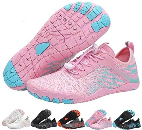 MIOKUKO Chaussures de randonnée Pieds Nus, Chaussures minimalistes de Course à Pied Pieds Nus, Chaussures Pieds Nus pour Femmes, boîte à Bout Large (Pink,38)