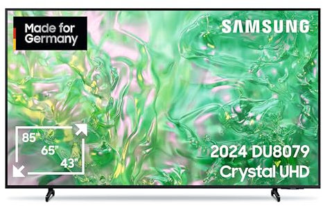 Samsung Crystal UHD 4K DU8079 Fernseher 55 Zoll, Samsung TV mit Dynamic Crystal Color, 4K Upscaling, AirSlim Design, Smart TV, GU55DU8079UXZG, Deutsches Modell [2024]