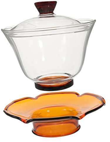 1 Juego de sopera de cristal, taza de té de cristal, taza de té transparente, tazas de té de cristal transparente, cuenco grande de cristal verde(Red,10X10X9CM)