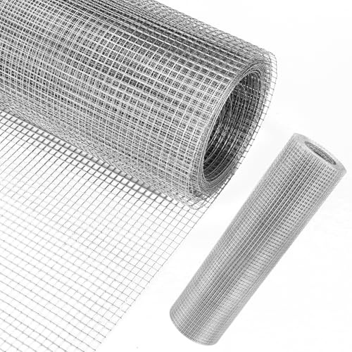 QWORK Hardware Cloth 1/4 pulgadas, 16 pulgadas x 20 pies, calibre 23, malla de alambre de acero de bajo carbono galvanizado doble para gallinero, valla de jardín y decoración del hogar
