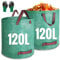 JARDILIFE Garden Waste Bags Heavy Duty 120 120 Litre 2 Pack, Reusable Sacks with 1 Pair of Gardening Work Gloves, Tools Bags for Garden Waste Plant Waste Grass Leaves (120L*120L)
