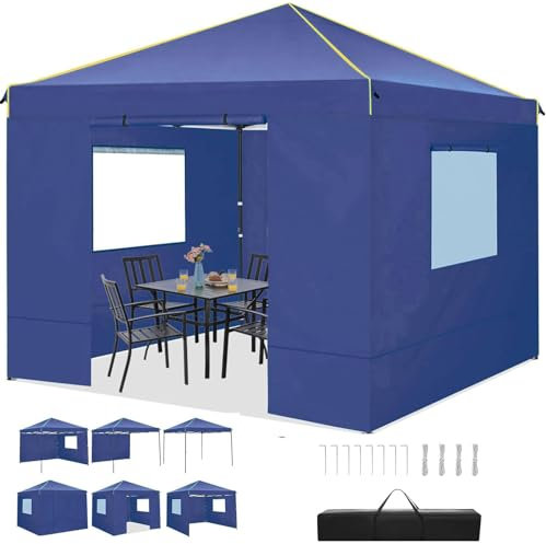 COBIZI Faltpavillon 3X3, Pavillon 3x3m Wasserdicht Stabil Winterfest, Faltbar Partyzelt mit 4 Seitenwänden Pop up Gartenpavillon Anti-UV für, Freien, Faltbar Gartenzelt, Marineblau
