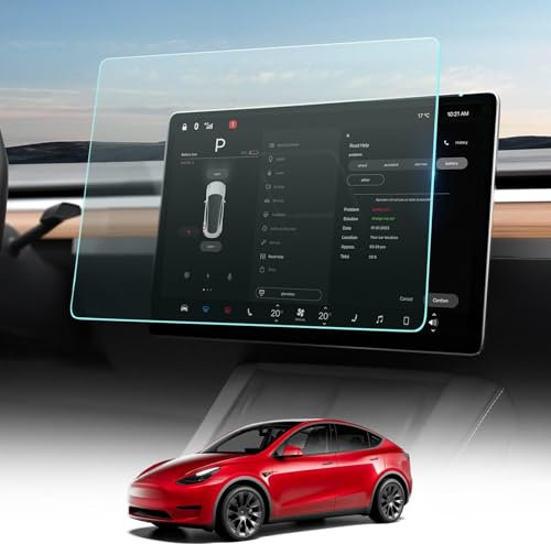 BASENOR 2025 Newest Tesla Model Y Model 3 Screen Protector, [Anti Fingerprint & Anti Glare] [9H Hardness] 15 inch Tempered Glass Screen Protective for Model Y/3 Accessories