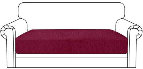 MAXIJIN Wasserdichter Sofa-Sitzkissenbezug, Jacquard-Stoff, Sofasitzbezug, rutschfester Couch-Sitzbezug mit elastischer Unterseite, Weinrot, 2-Sitzer