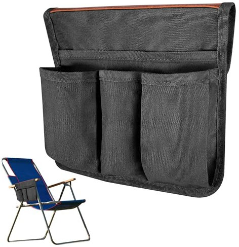 AYMQC Armlehne Organizer Tasche Outdoor Camping Kermit Stuhl Armlehnen-Hängetasche Faltbare Hängende Aufbewahrungstasche mit 1 Großen Tasche 3 Kleinen Taschen Schwarz