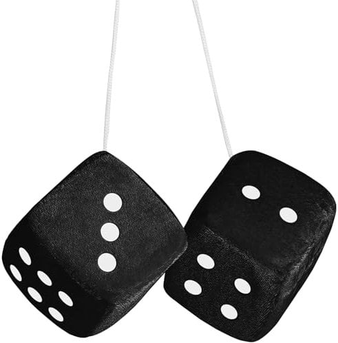Xrten Fuzzy Dice,Würfel Auto Hängend,Autospiegel Schwarzer Plüschwürfel Auto-Anhänger Würfel Block Würfel Retro Zubehör Plüschwürfel für Auto-Innenraum-Dekoration,Innenwand,Kühlschrank Oberfläche