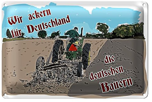 Retro Blechschild 'Wir ackern für Deutschland' | Landwirtschaft & Bauernstolz | Dekoration für Zuhause und Bauernhof | 20 cm x 30 cm