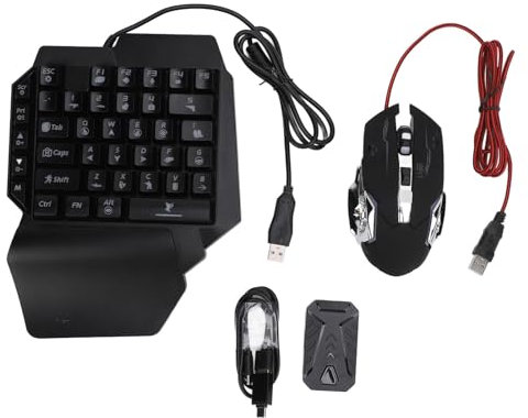 Yanmis Einhändige Gaming-Tastatur und -Maus, Kabelgebundene -Tastatur mit RGB-Hintergrundbeleuchtung, 3-in-1-Kombipaket für Mobile Spiele für Zuhause, Schlafsaal, Reisen