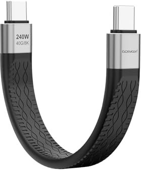 aceyoon USB C a USB C Corto 14CM USB 4 40Gbps Soporta Carga Rápida PD 3.1 240W Cable USB C Vídeo 8K@60Hz Compatible con iPhone 15/15 Pro Max, Galaxy S24 S23 Ultra, para Pixel 9/8 Pro
