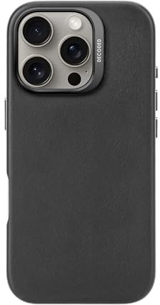 Decoded Lederhülle für iPhone 16 Pro, MagSafe-kompatible Hülle, Aus Hochwertigem ECCO-Leder, Hervorragender Fall- und Aufprallschutz, Kratzfeste Handyhülle, Metalltasten, Schwarz