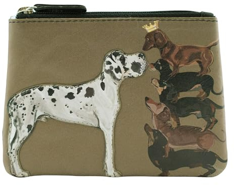 King of Dogs Ladies Leather Coin Purse by Mala Leather – Dachshund & Great Dane Design, Genuine Leather, Zip Top, Fully Lined & Secure