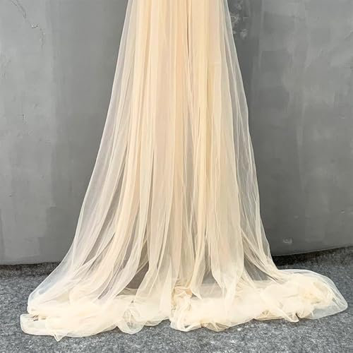 3m x 150cm Tüllstoff zum Nähen, Soft Tüll Stoffe Meterware, Netzstoff Dekostoff zum Dekorieren, Tülldekostoff Drapierstoff für Hochzeit Vorhänge Kleid Tüllrock Torbogen Zeremonie Deko,Champagner