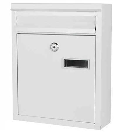 YCXJB Cassetta Postale da Esterno con Serratura a Chiave, Cassette Postali Condominiali a Muro con Serratura, Cassetta Posta in Metallo Zincato, 24 * 8 * 30 cm(White)