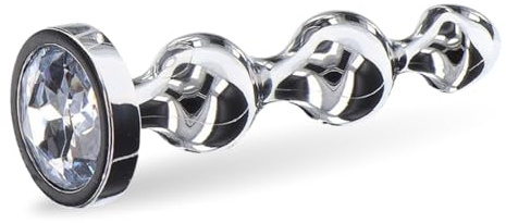 Analplug aus Metall mit 3 Kugeln und Zierstein - 11cm lang - Anal Sexspielzeug - Lovelyness