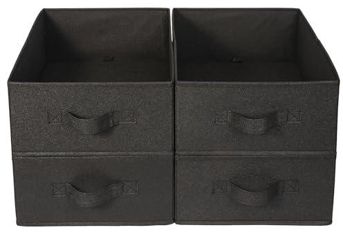 JAKAGO Wardrobe Storage Organiser 4 Pack,Foldable Superior Clothes Drawer Organisers 39 x 29 x 14 cm, Storage Boxes for Clothes Shirts Pants Towels Toys (Black)