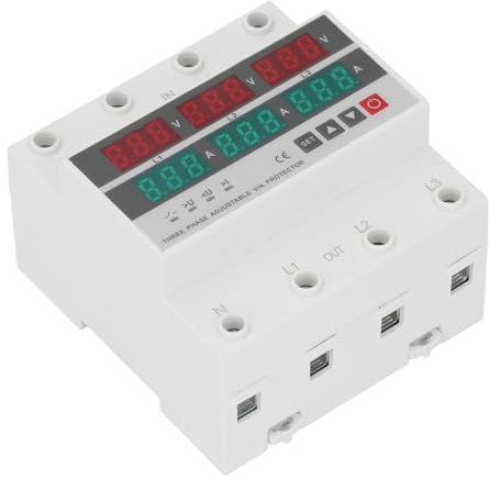 Protezione Sovratensione e Corrente Stabilizzatore di Uscita Tensione Trifase Dispositivo di Protezione Tensione Guida DIN AC120‑300V 63A