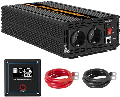 Ruit Wechselrichter 12v auf 230v Reiner Sinus 2000W Wohnwagen Spannungswandler und Fernbedienung KFZ Stromwandler Inverter 12v 220v Umrichter