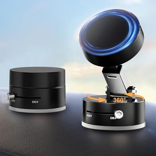 Henjunu Vakuum Magnetische Handyhalterung Auto,2025 Neuest Telefonhalter Auto,Universal Saugnapf Handyhalterung,mit verstellbarem Teleskoparm,360° drehbare magnetische Autohalterung