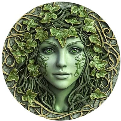 Vllold Grüne Göttin Tischdekoration, Holzgöttin Statue mit Ranken, mythische Fantasie-Skulptur, Dekoration, Schreibtisch-Ornament für drinnen und draußen, Terrasse, Garten, Hof