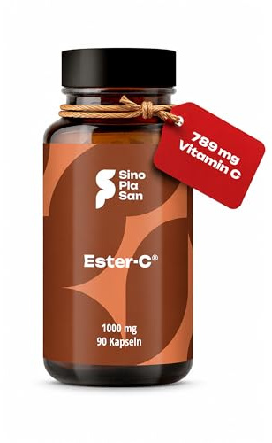 SinoPlaSan gepuffertes Vitamin C | Ester-C® | hoch dosiert 1.000 mg | laborgeprüft | Made in Germany